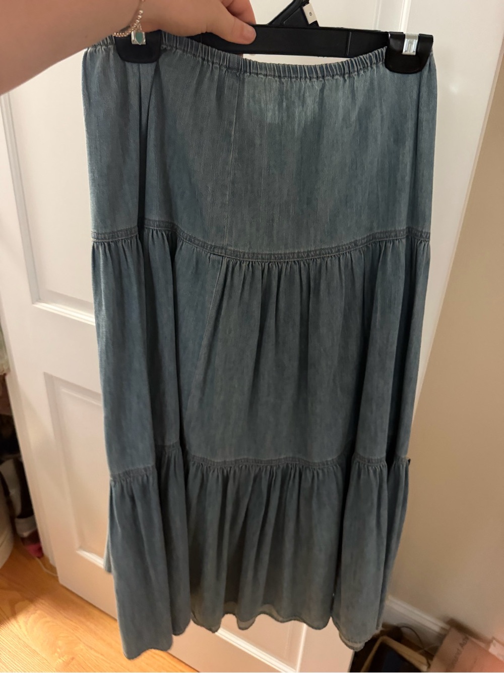 Ralph Lauren Light Blue Tiered Maxi Skirt